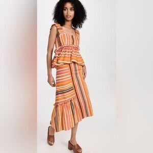 BROGGER Printed Heather Skirt Size Medium in Orange Multi Colored Stripes